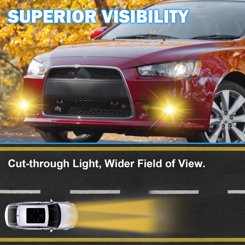 BOXLIGHT Fog Lights Compatible with 2007-2015 Mitsubishi Lancer Bumper Driving Fog Lamps Assemblies with Switch and Wiring Harness - Image 2